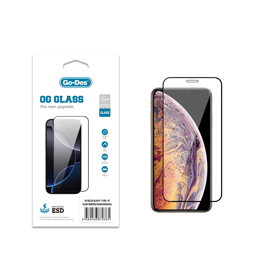 iPhone XS 5.8 Go Des OG Glass Antistatik Temperli Cam Ekran Koruyucu