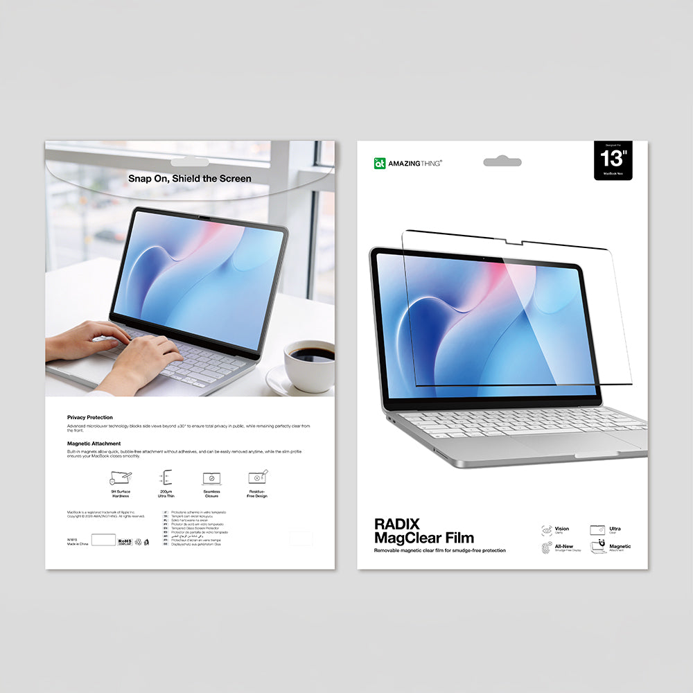 Macbook Neo 13' A3404 Amazingthing Radix MagClear Serisi Magnetik Ekran Koruyucu