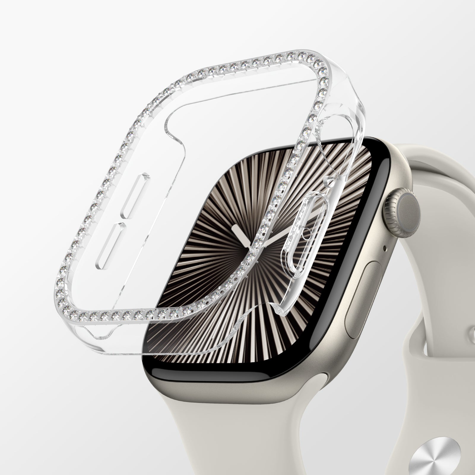 Watch 10 42mm Amazingthing Gleam Fit FullGuard Taşlı Sert PC Kasa ve Ekran Koruyucu