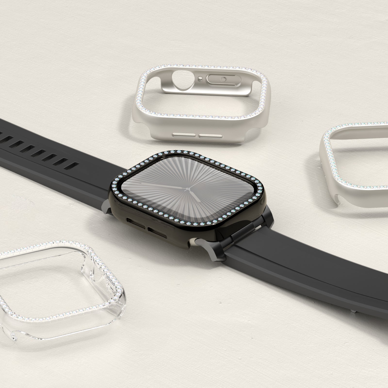 Watch 10 46mm Amazingthing Gleam Fit FullGuard Taşlı Sert PC Kasa ve Ekran Koruyucu