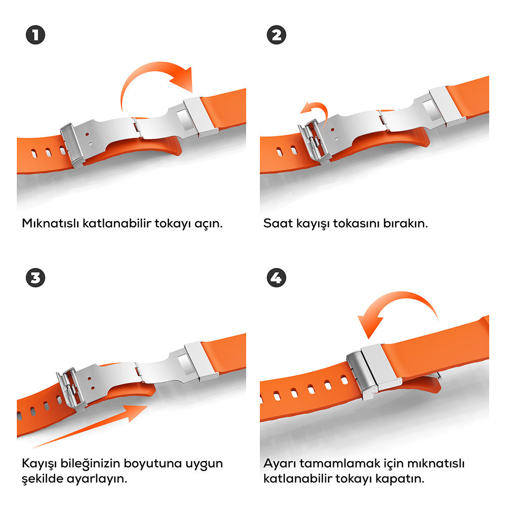 Watch 10 46mm Zore KRD-145 Metal Tokalı Silikon Kordon