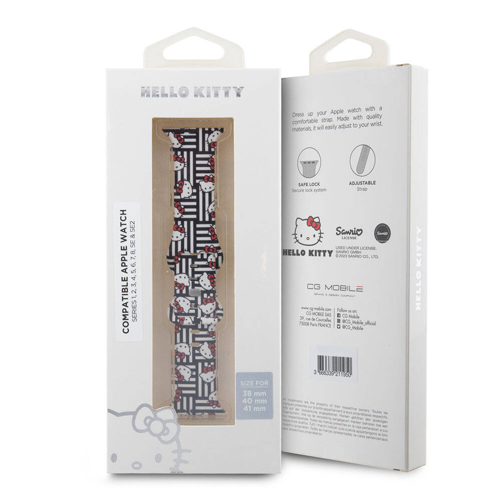 Watch 38mm Hello Kitty Orijinal Lisanslı Çizgiler & Kitty Silikon Kordon