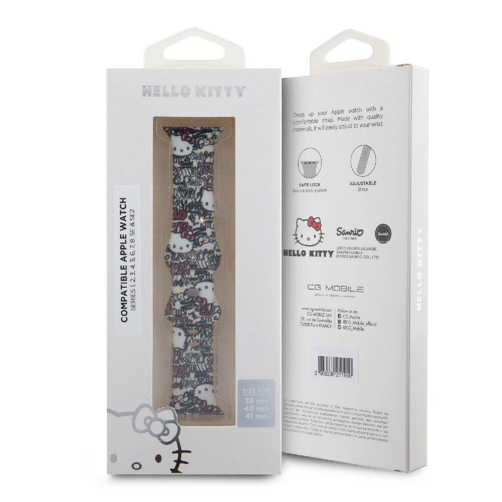 Watch 41mm Hello Kitty Orijinal Lisanslı Etiket Graffiti Silikon Kordon
