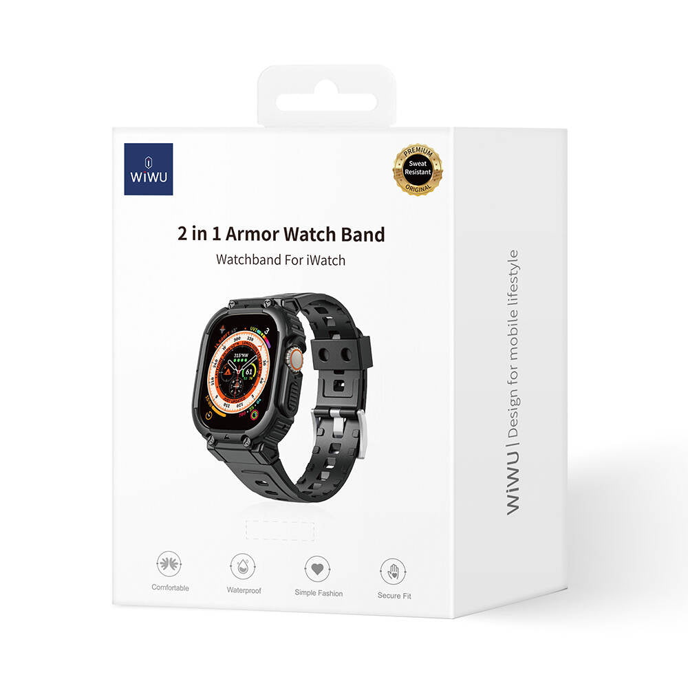 Watch 42mm Wiwu Wi-WB014 Armor Serisi 2in1 Sert PC Kasa Koruyuculu Silikon Kordon