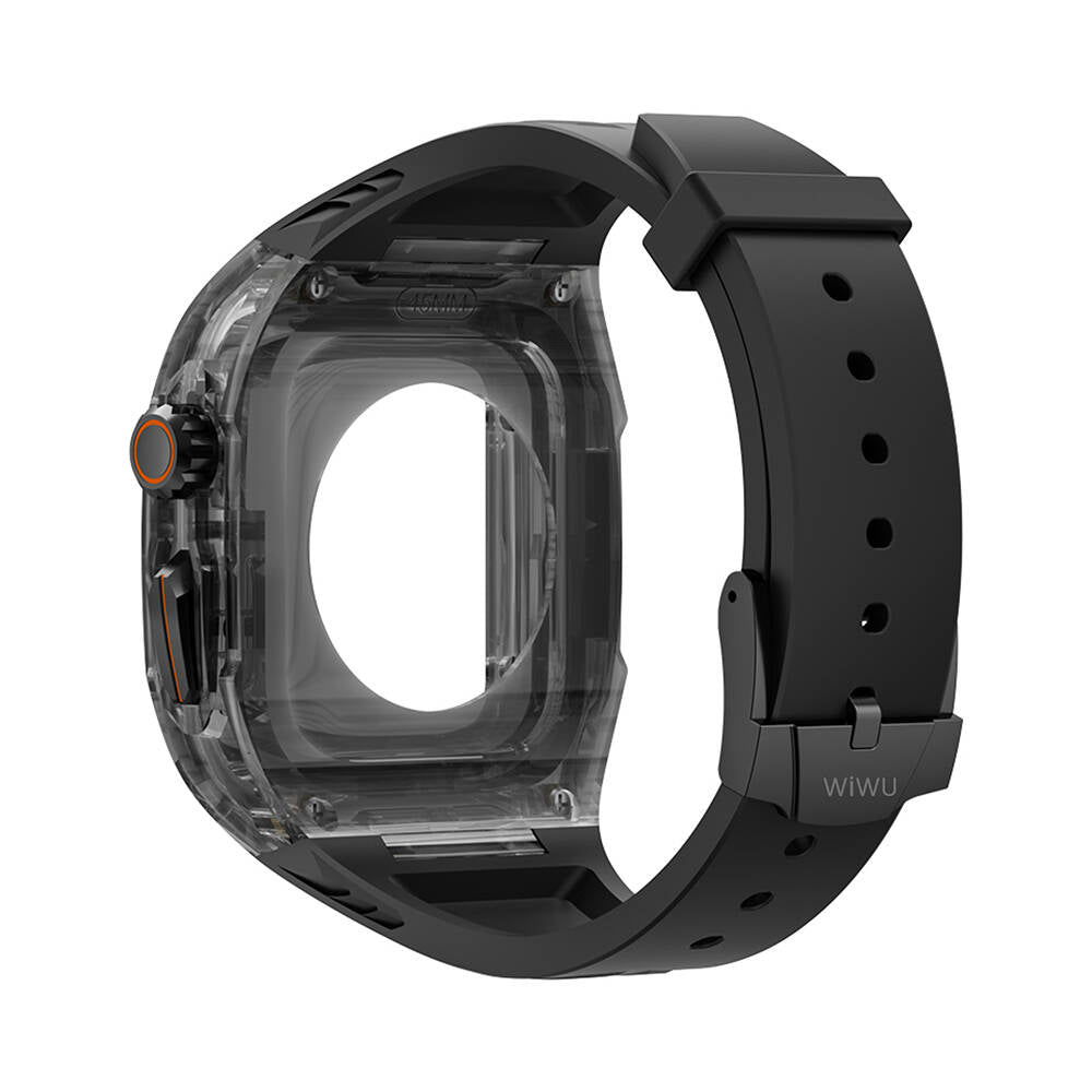 Watch 44mm Wiwu Wi-WB013 Rambo Serisi 2in1 Şeffaf PC Kasa Koruyuculu Kauçuk Kordon