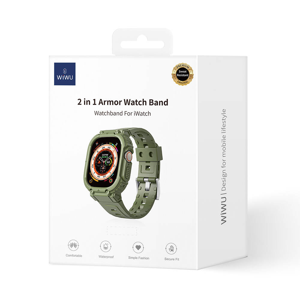 Watch 44mm Wiwu Wi-WB014 Armor Serisi 2in1 Sert PC Kasa Koruyuculu Silikon Kordon