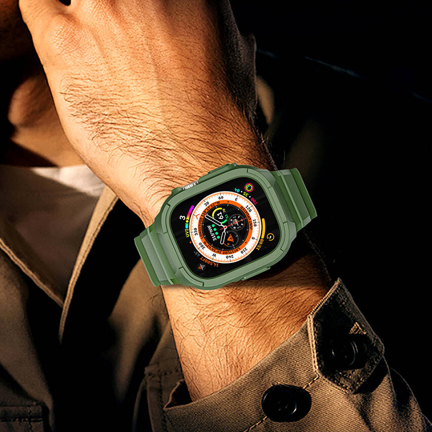 Watch 44mm Wiwu Wi-WB014 Armor Serisi 2in1 Sert PC Kasa Koruyuculu Silikon Kordon