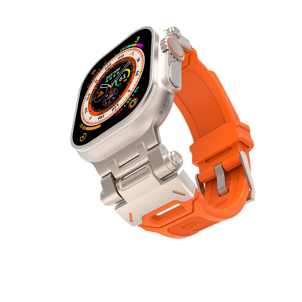 Watch 44mm Zore KRD-108 Metal Başlıklı Silikon Kordon