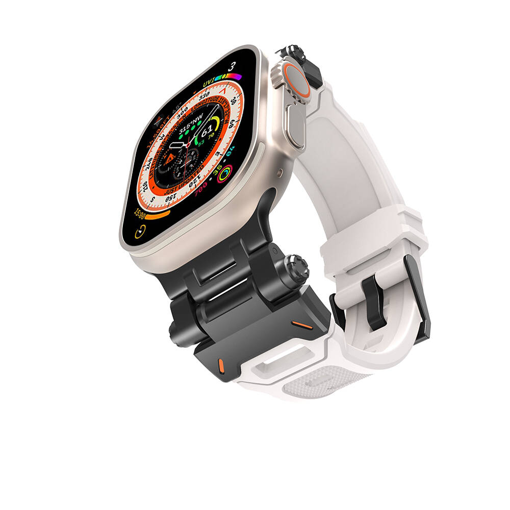 Watch 44mm Zore KRD-108 Metal Başlıklı Silikon Kordon