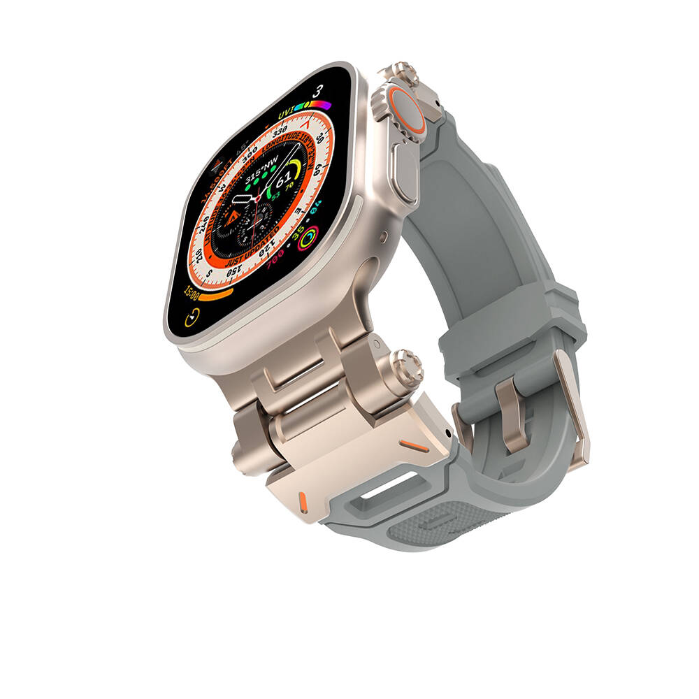 Watch 44mm Zore KRD-108 Metal Başlıklı Silikon Kordon