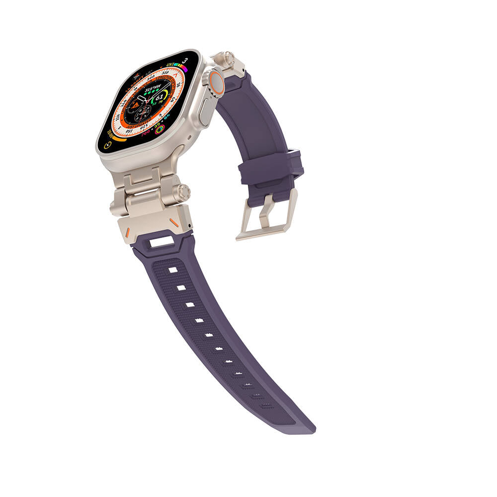 Watch 44mm Zore KRD-108 Metal Başlıklı Silikon Kordon