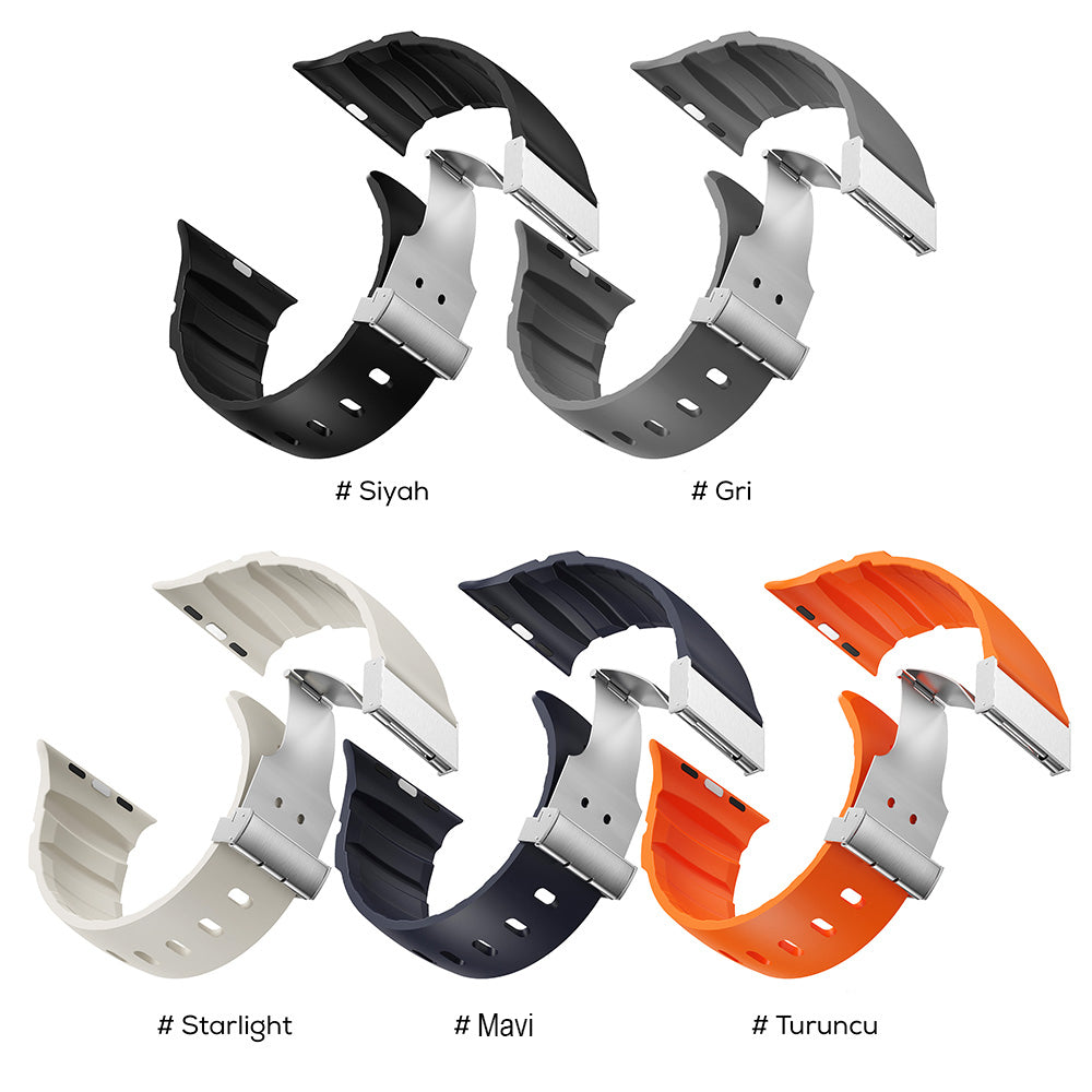 Watch 44mm Zore KRD-145 Metal Tokalı Silikon Kordon