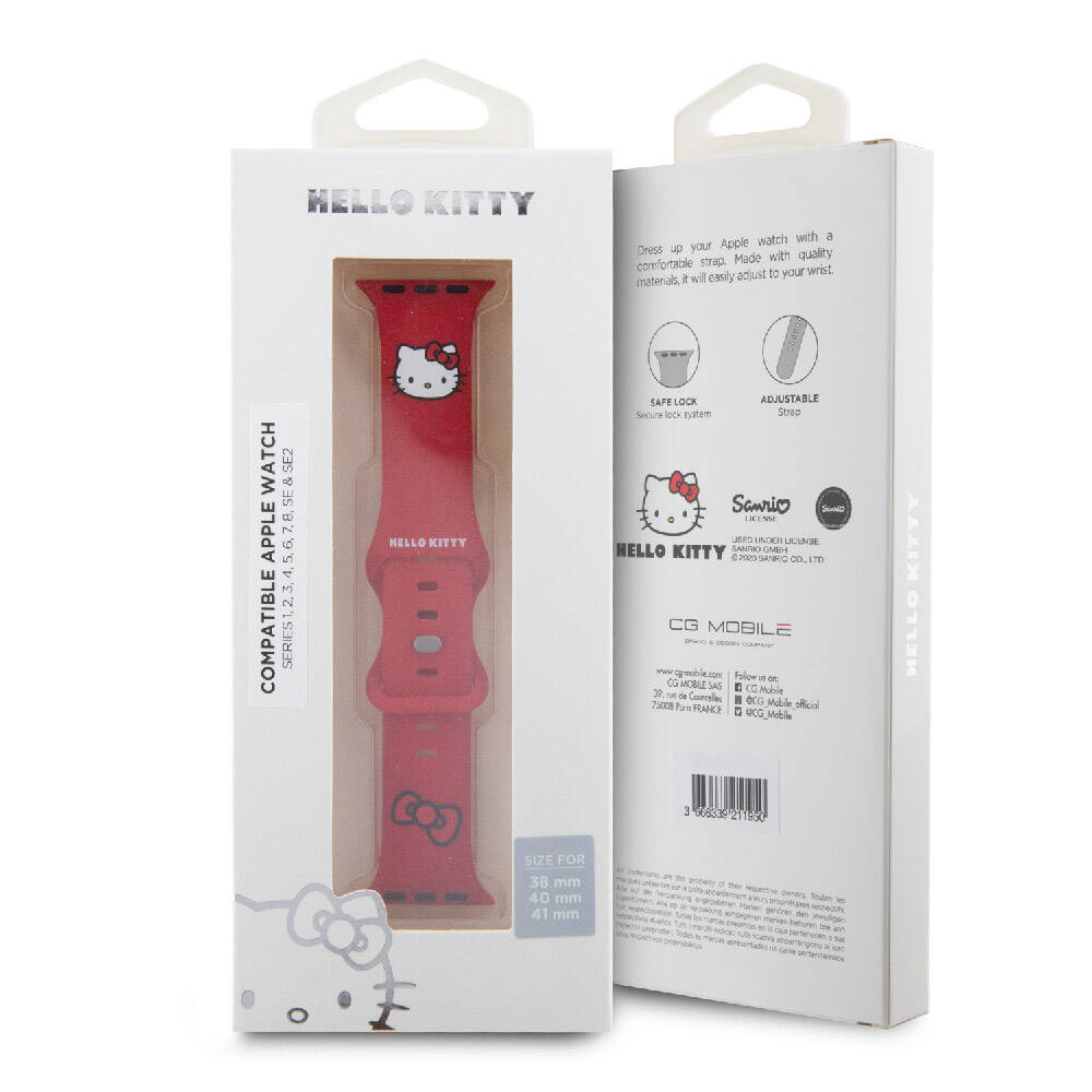Watch 7 41mm Hello Kitty Orijinal Lisanslı Yazı Logolu Fiyonk & Kitty Head Silikon Kordon