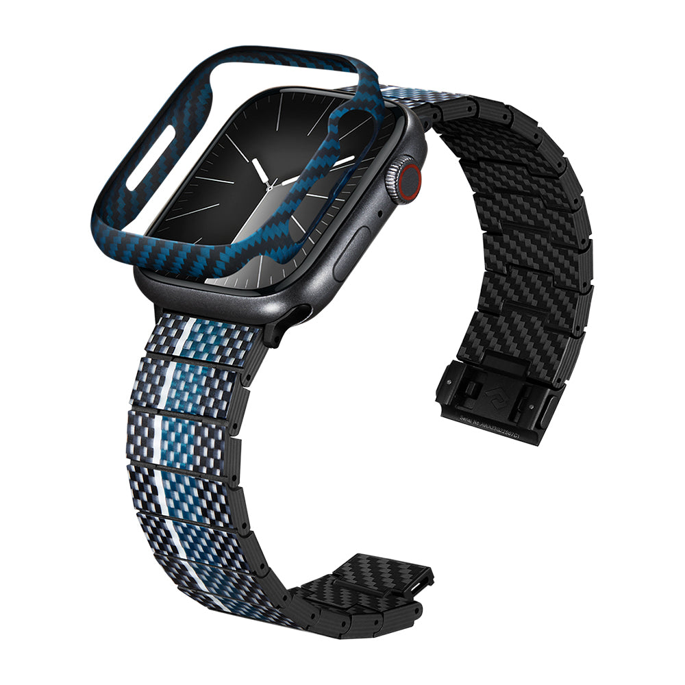 Watch 7 45mm 600D Aramid Fiber Classic Serisi Black-Blue Twill Kasa Koruyucu Pitaka Air Case