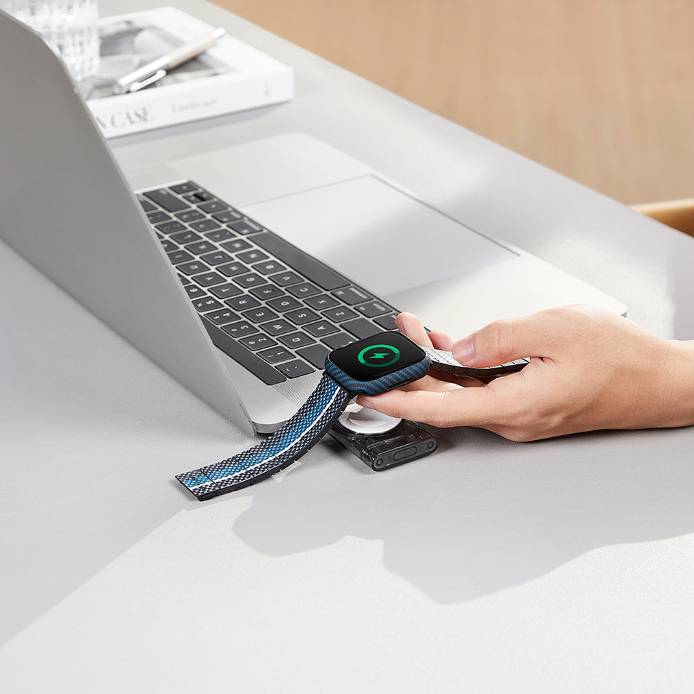 Watch 7 45mm 600D Aramid Fiber Classic Serisi Black-Blue Twill Kasa Koruyucu Pitaka Air Case