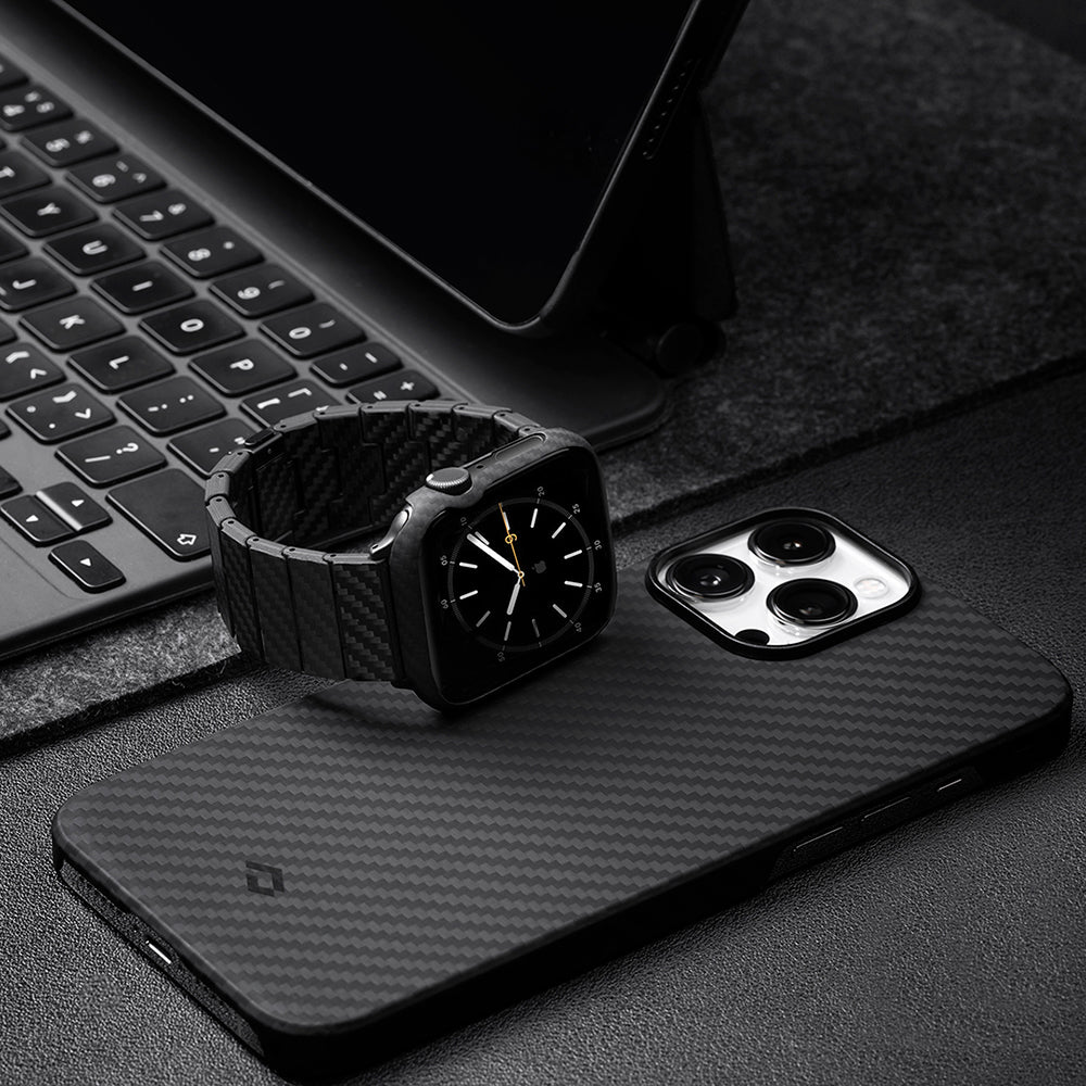 Watch 7 45mm 600D Aramid Fiber Classic Serisi Black-Grey Twill Kasa Koruyucu Pitaka Air Case