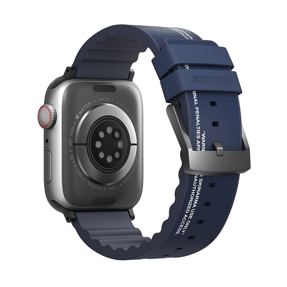 Watch 7 45mm SkinArma Taihi Sora Yazı Desenli Deri Görünümlü Silikon Kordon
