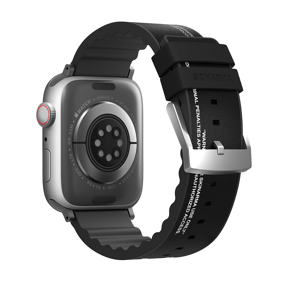 Watch 7 45mm SkinArma Taihi Sora Yazı Desenli Deri Görünümlü Silikon Kordon