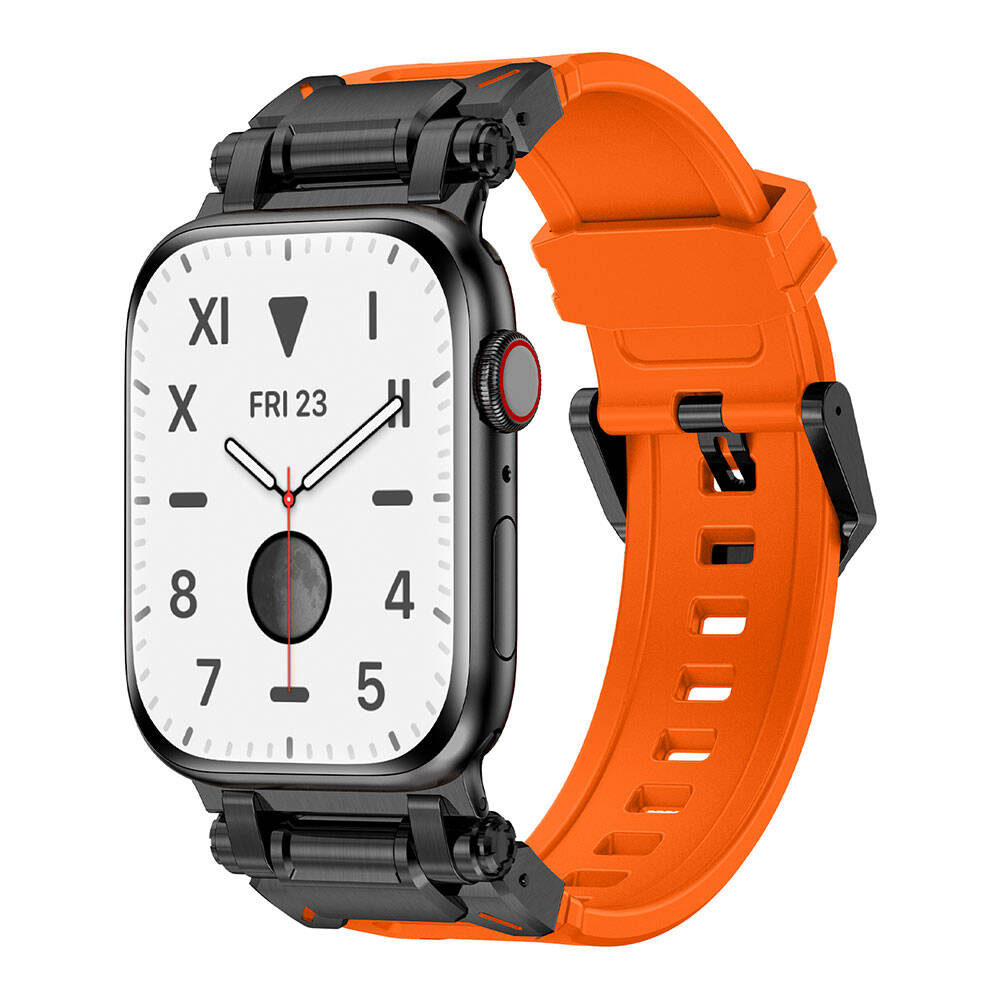 Watch 7 45mm Zore KRD-101 Titanyum Metal Başlıklı Silikon Kordon
