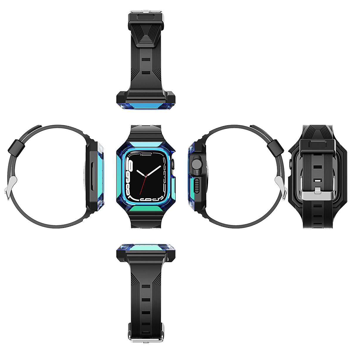 Watch 7 45mm Zore KRD-88 Sert PC Kasa Koruyuculu Silikon Kordon