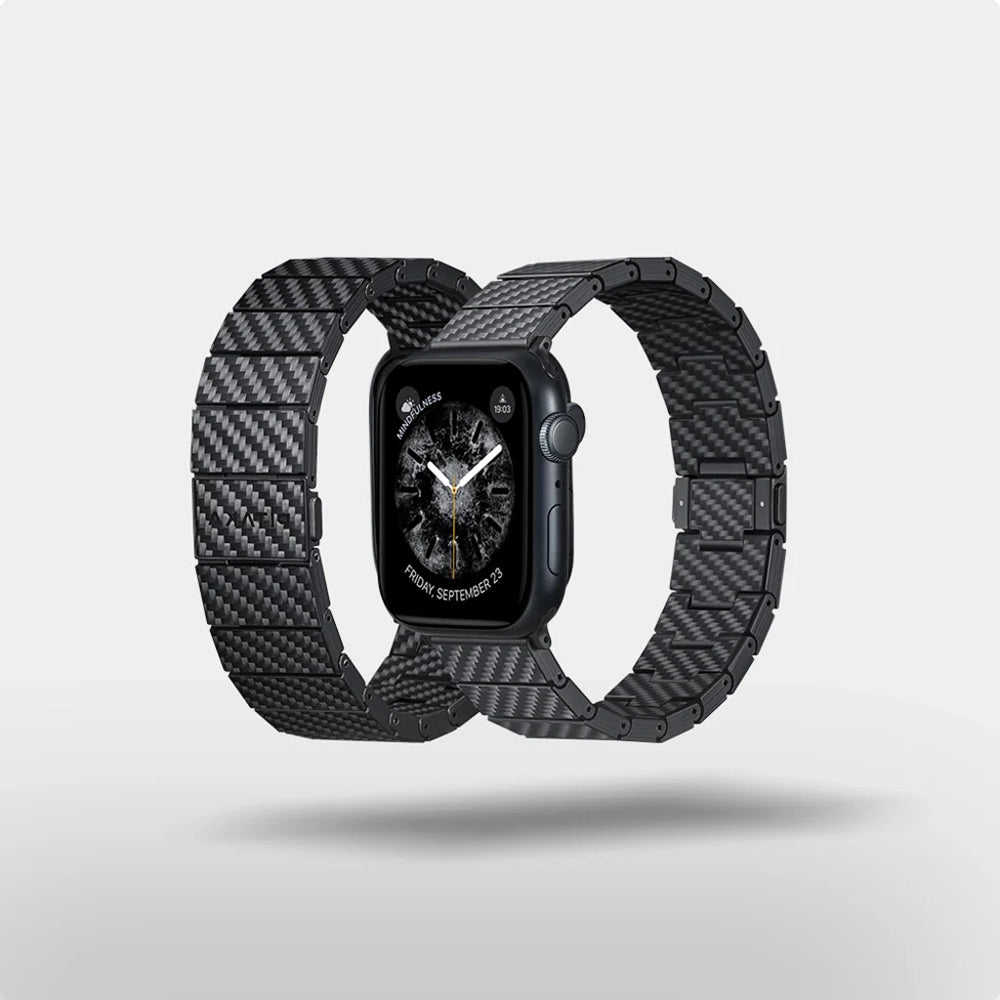 Watch Serisi Uyumlu Karbon Fiber Pitaka Modern Serisi Black-Grey Twill Universal Kordon