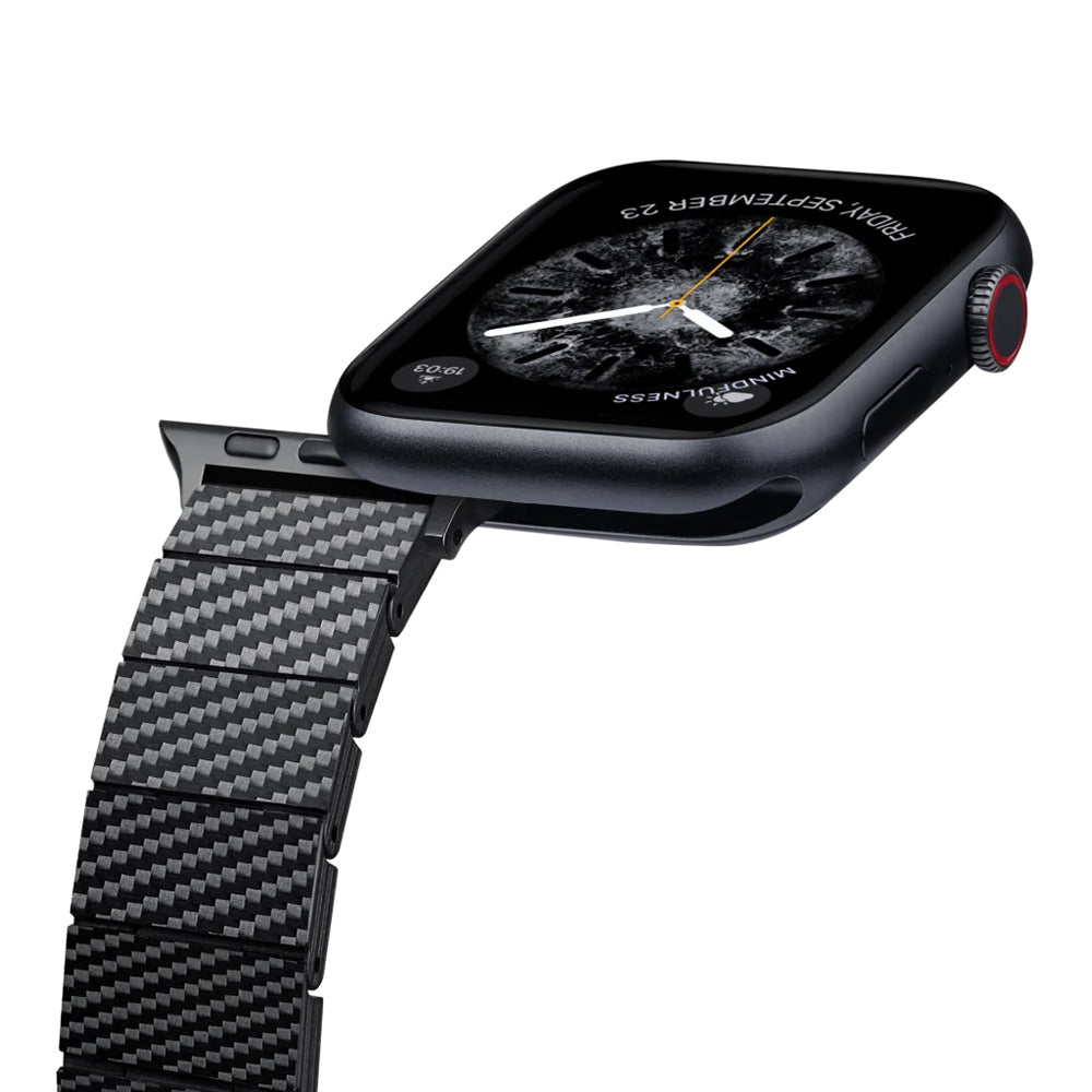 Watch Serisi Uyumlu Karbon Fiber Pitaka Modern Serisi Black-Grey Twill Universal Kordon
