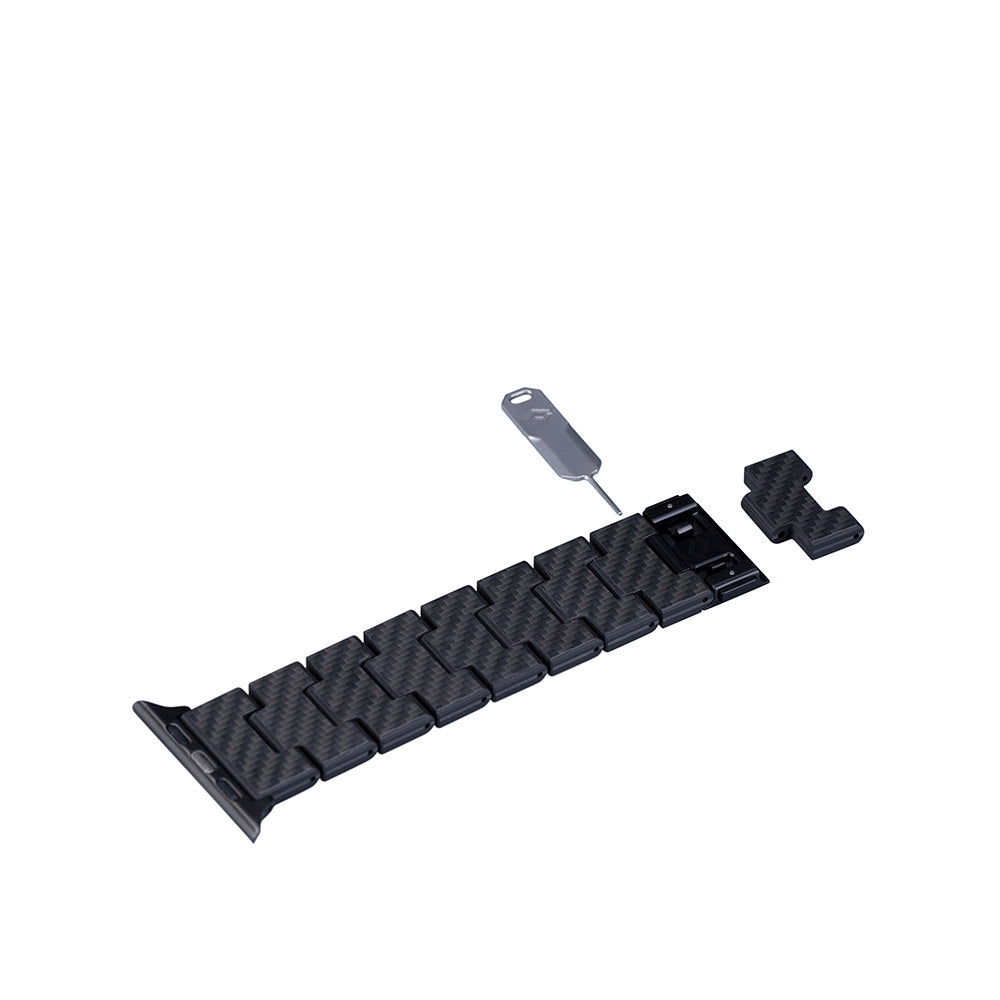 Watch Serisi Uyumlu Karbon Fiber Pitaka Retro Serisi Black-Grey Twill Universal Kordon
