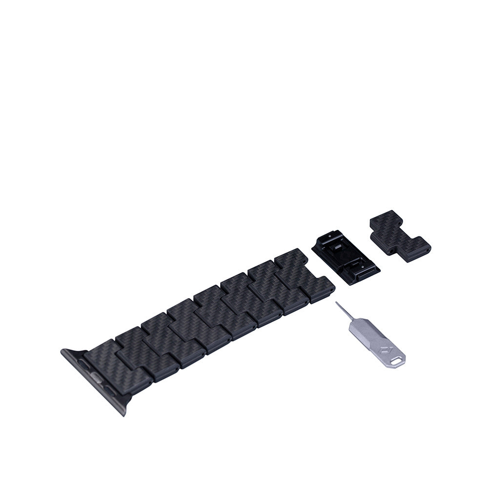 Watch Serisi Uyumlu Karbon Fiber Pitaka Retro Serisi Black-Grey Twill Universal Kordon