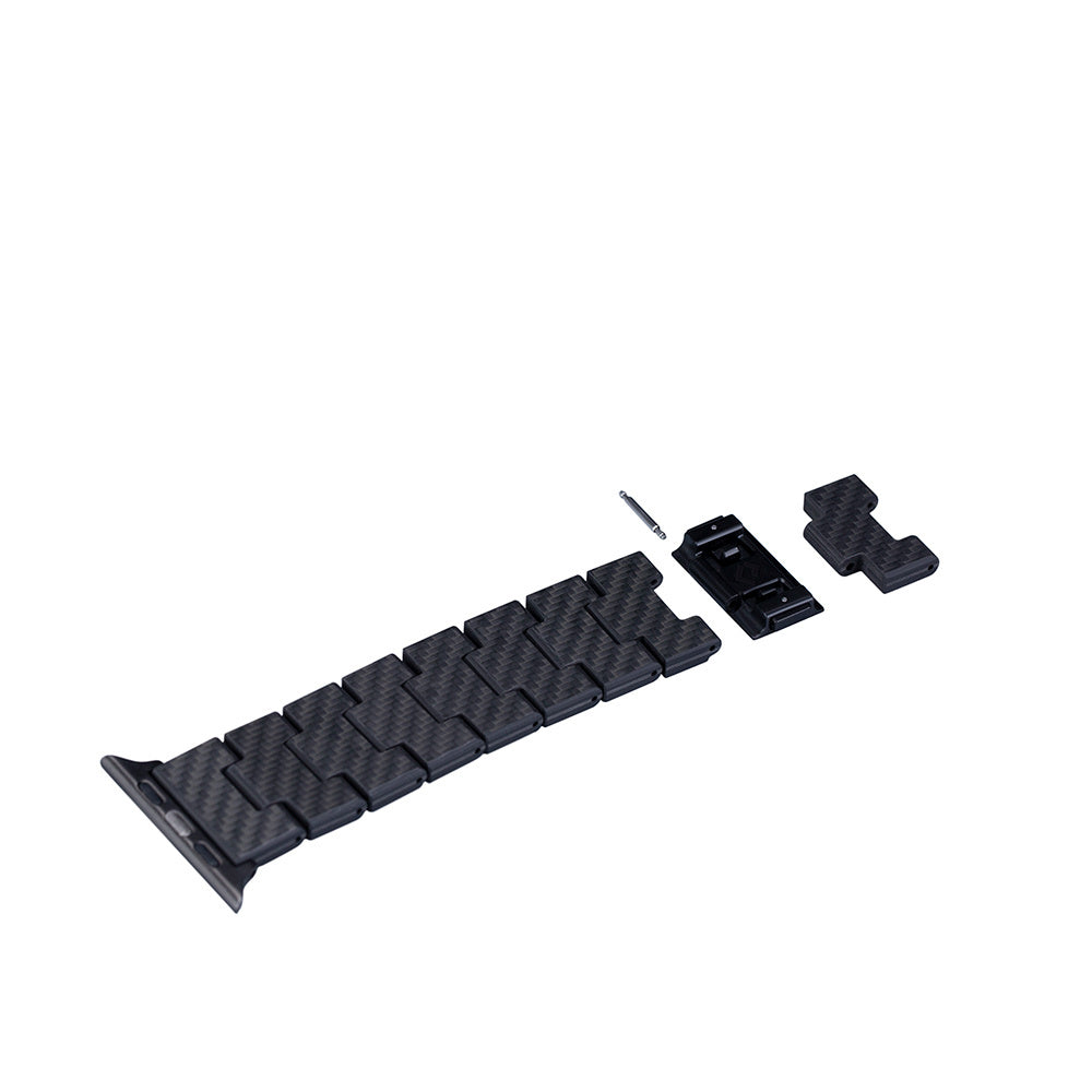 Watch Serisi Uyumlu Karbon Fiber Pitaka Retro Serisi Black-Grey Twill Universal Kordon