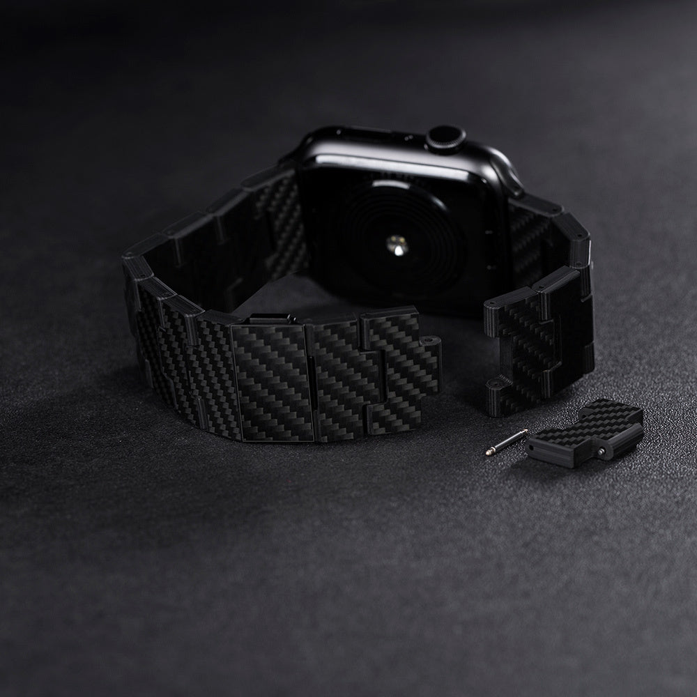 Watch Serisi Uyumlu Karbon Fiber Pitaka Retro Serisi Black-Grey Twill Universal Kordon