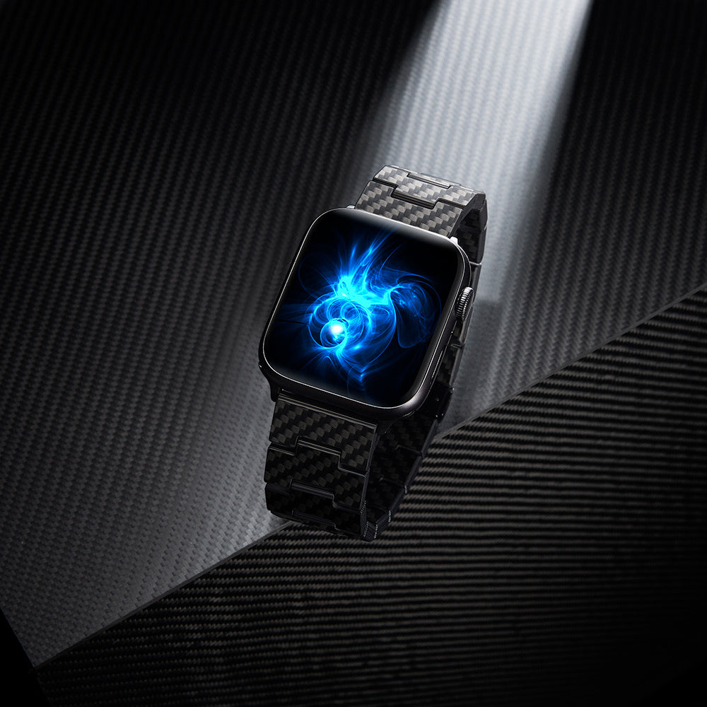 Watch Serisi Uyumlu Karbon Fiber Pitaka Retro Serisi Black-Grey Twill Universal Kordon