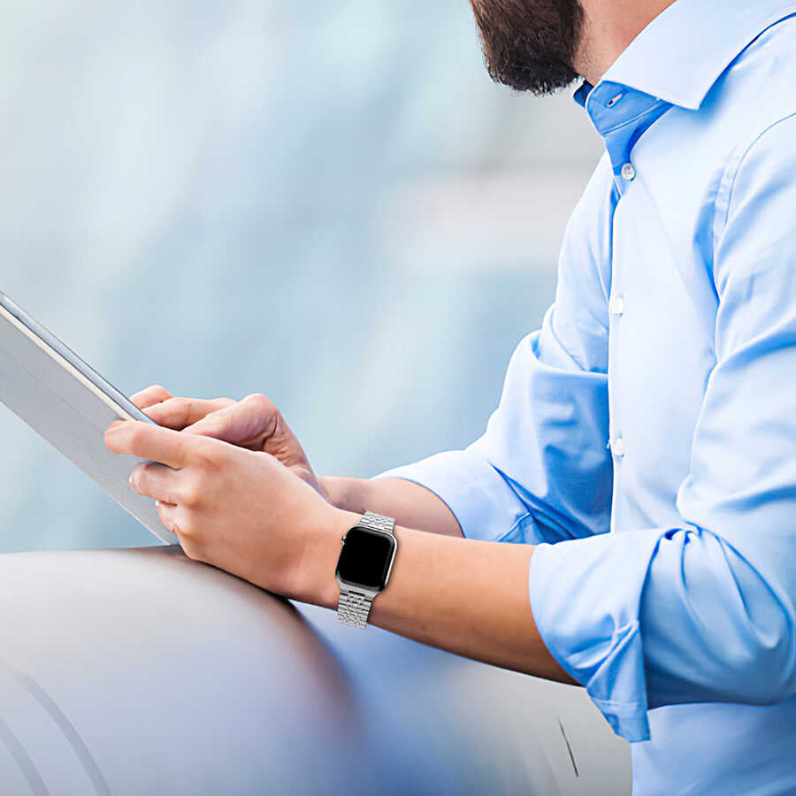 Watch Ultra 49mm Kordon Wiwu Seven Beads Steel Belt Metal Strap Kayış