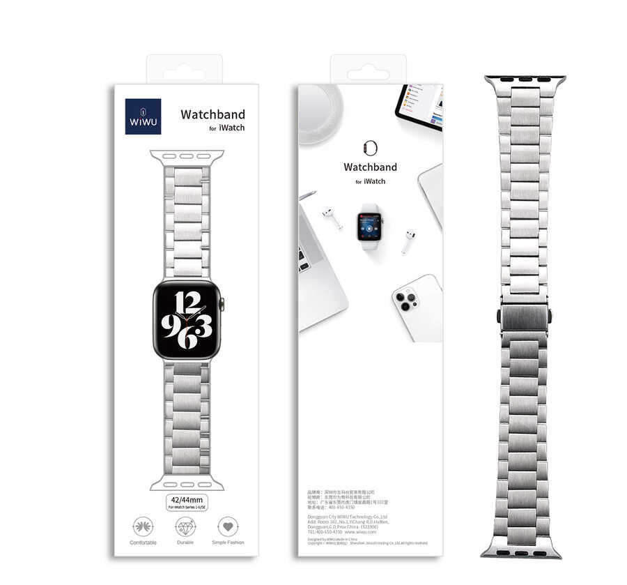 Watch Ultra 49mm Kordon Wiwu Ultra Thin Steel Belt Three Beads Metal Strap Kayış