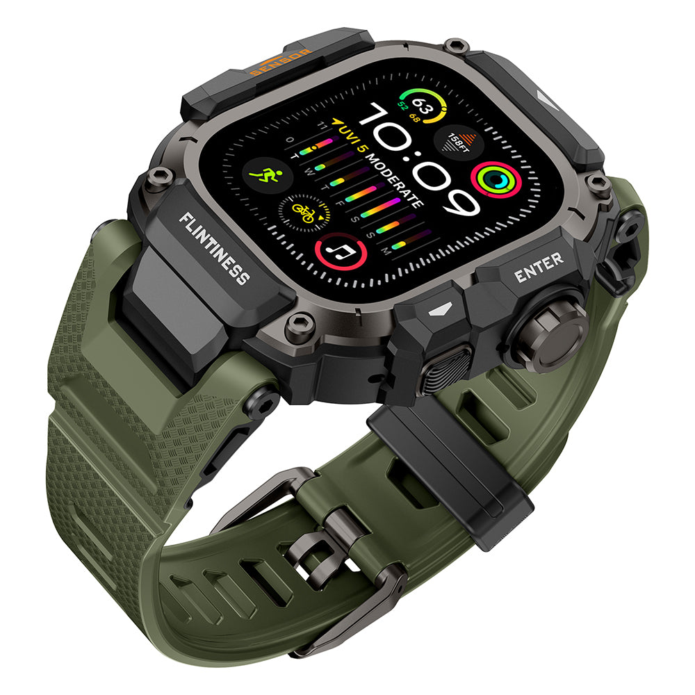 Watch Ultra 49mm Mohseven iWatch Punk Fortress Serisi Kasa Koruyuculu Silikon Kordon