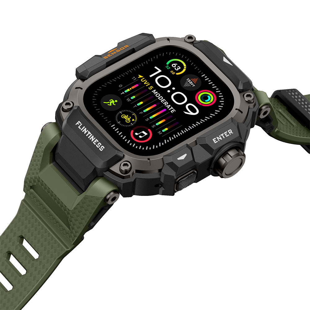 Watch Ultra 49mm Mohseven iWatch Punk Fortress Serisi Kasa Koruyuculu Silikon Kordon