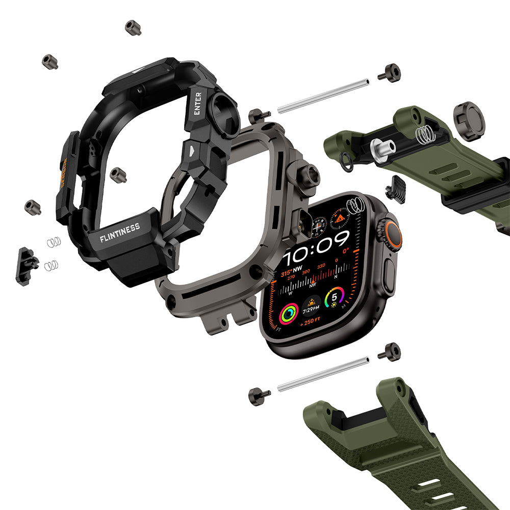 Watch Ultra 49mm Mohseven iWatch Punk Fortress Serisi Kasa Koruyuculu Silikon Kordon