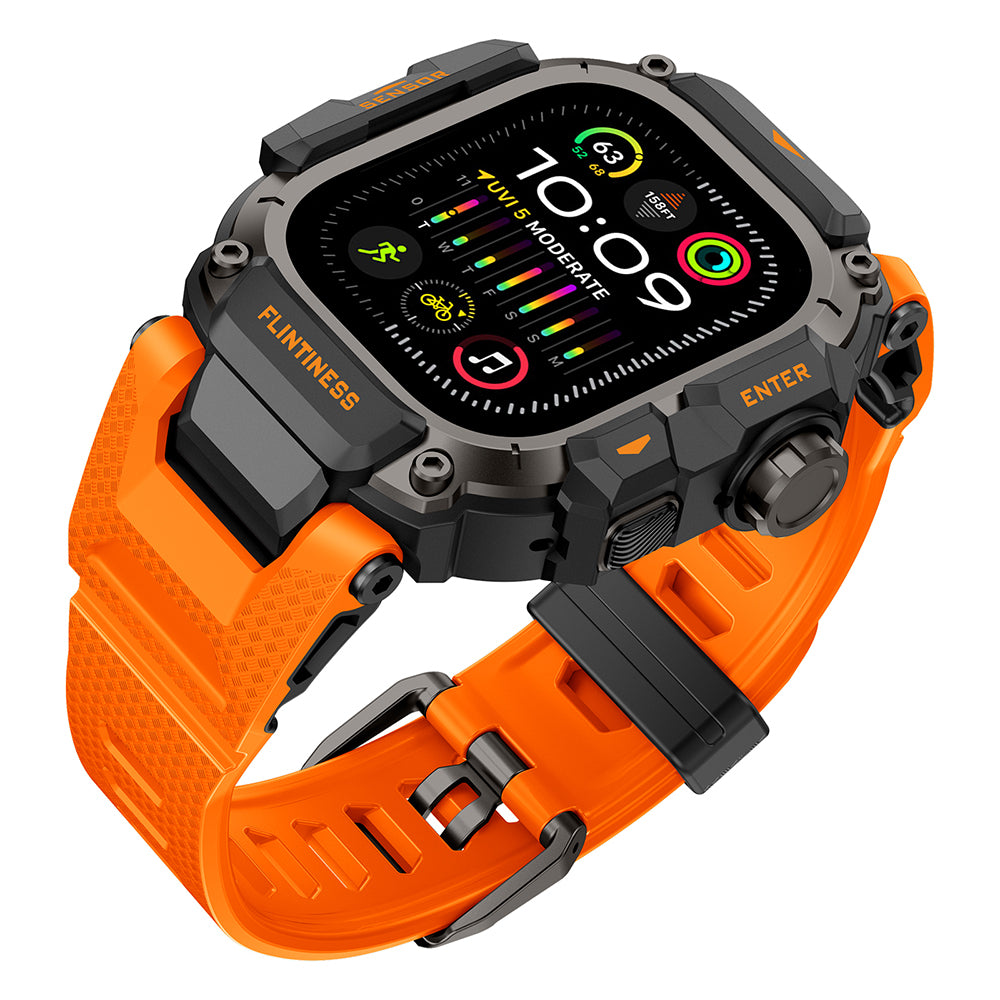 Watch Ultra 49mm Mohseven iWatch Punk Fortress Serisi Kasa Koruyuculu Silikon Kordon