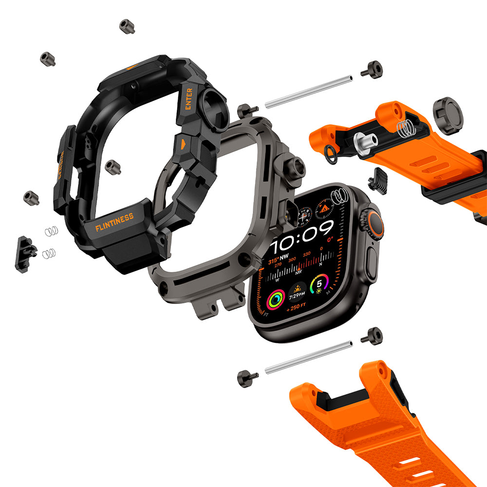 Watch Ultra 49mm Mohseven iWatch Punk Fortress Serisi Kasa Koruyuculu Silikon Kordon