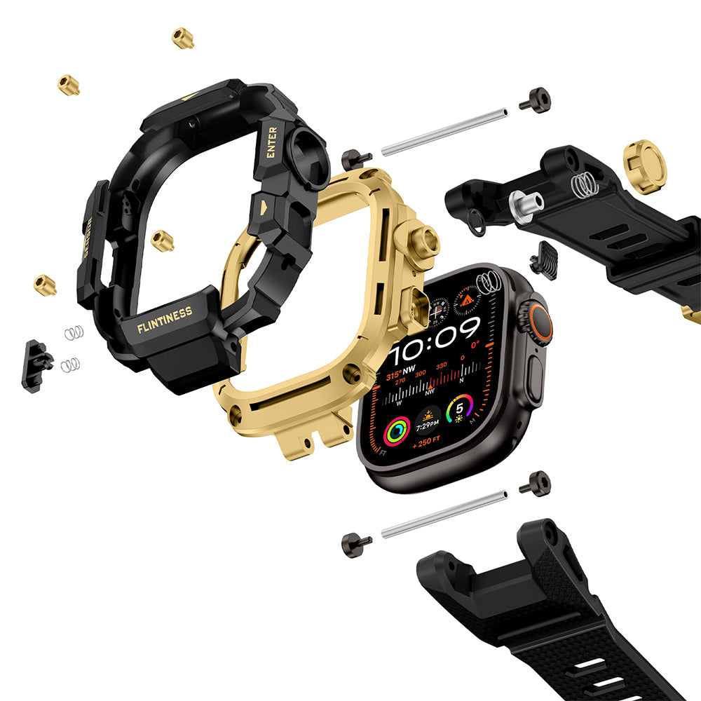 Watch Ultra 49mm Mohseven iWatch Punk Fortress Serisi Kasa Koruyuculu Silikon Kordon