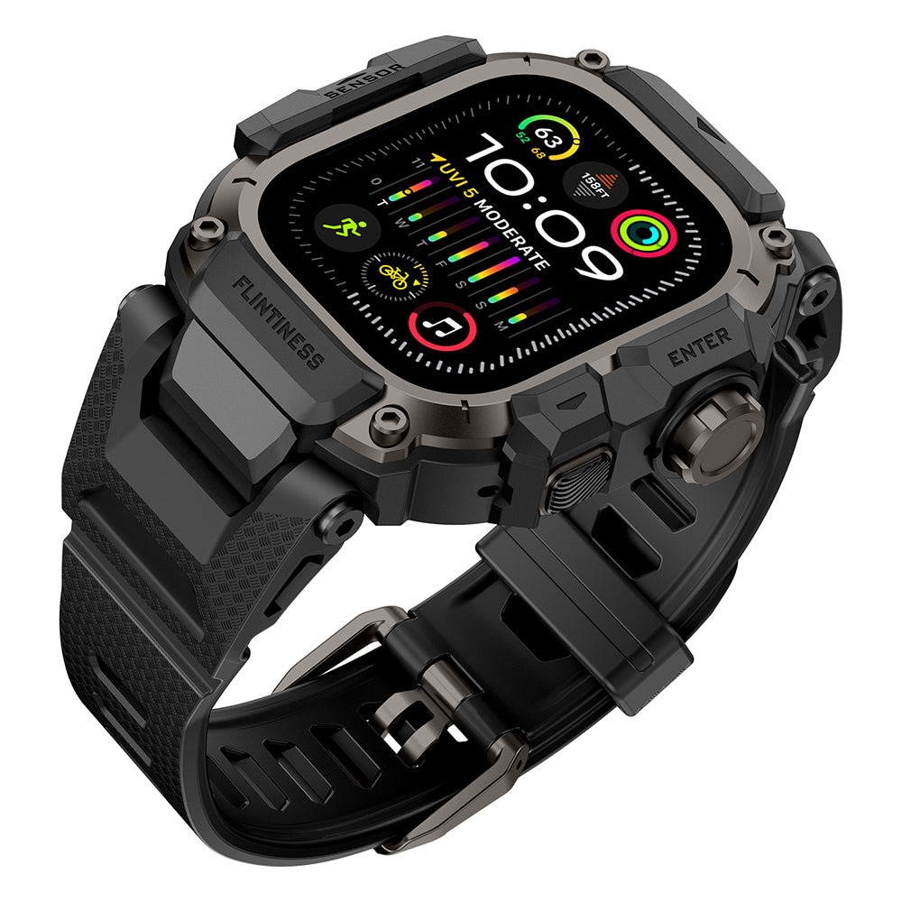 Watch Ultra 49mm Mohseven iWatch Punk Fortress Serisi Kasa Koruyuculu Silikon Kordon