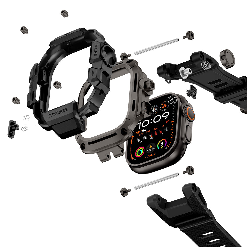 Watch Ultra 49mm Mohseven iWatch Punk Fortress Serisi Kasa Koruyuculu Silikon Kordon
