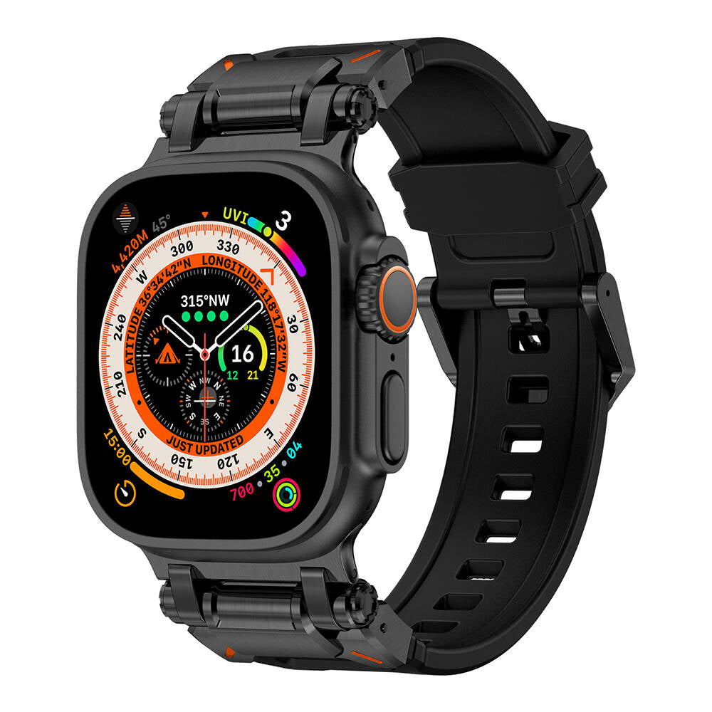 Watch Ultra 49mm Zore KRD-101 Titanyum Metal Başlıklı Silikon Kordon