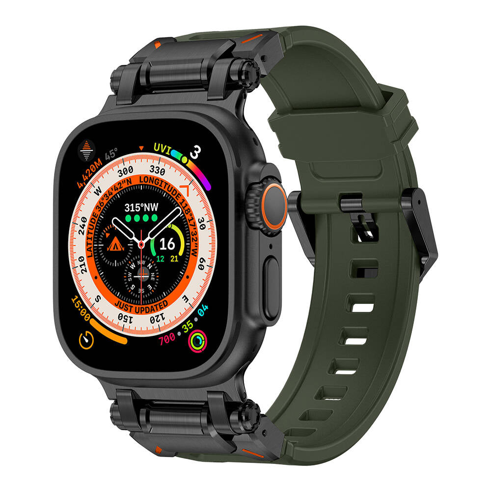 Watch Ultra 49mm Zore KRD-101 Titanyum Metal Başlıklı Silikon Kordon