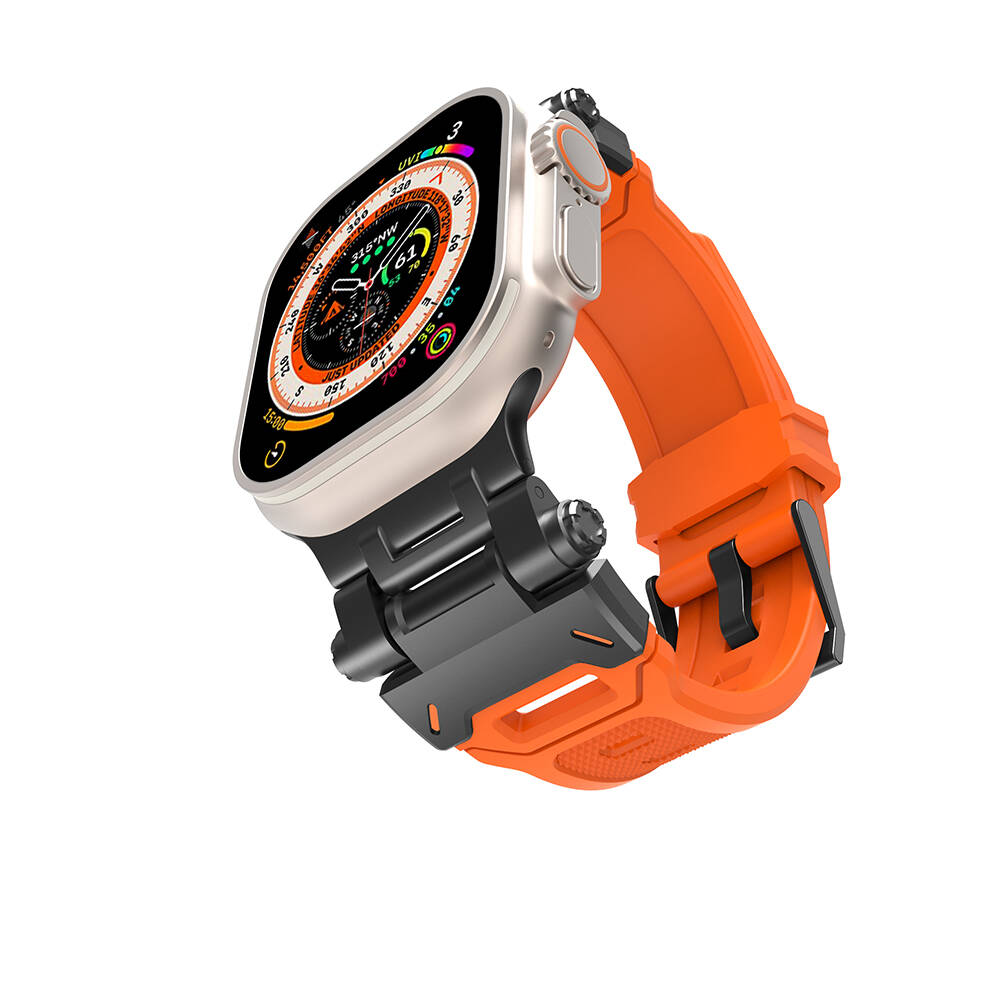Watch Ultra 49mm Zore KRD-108 Metal Başlıklı Silikon Kordon