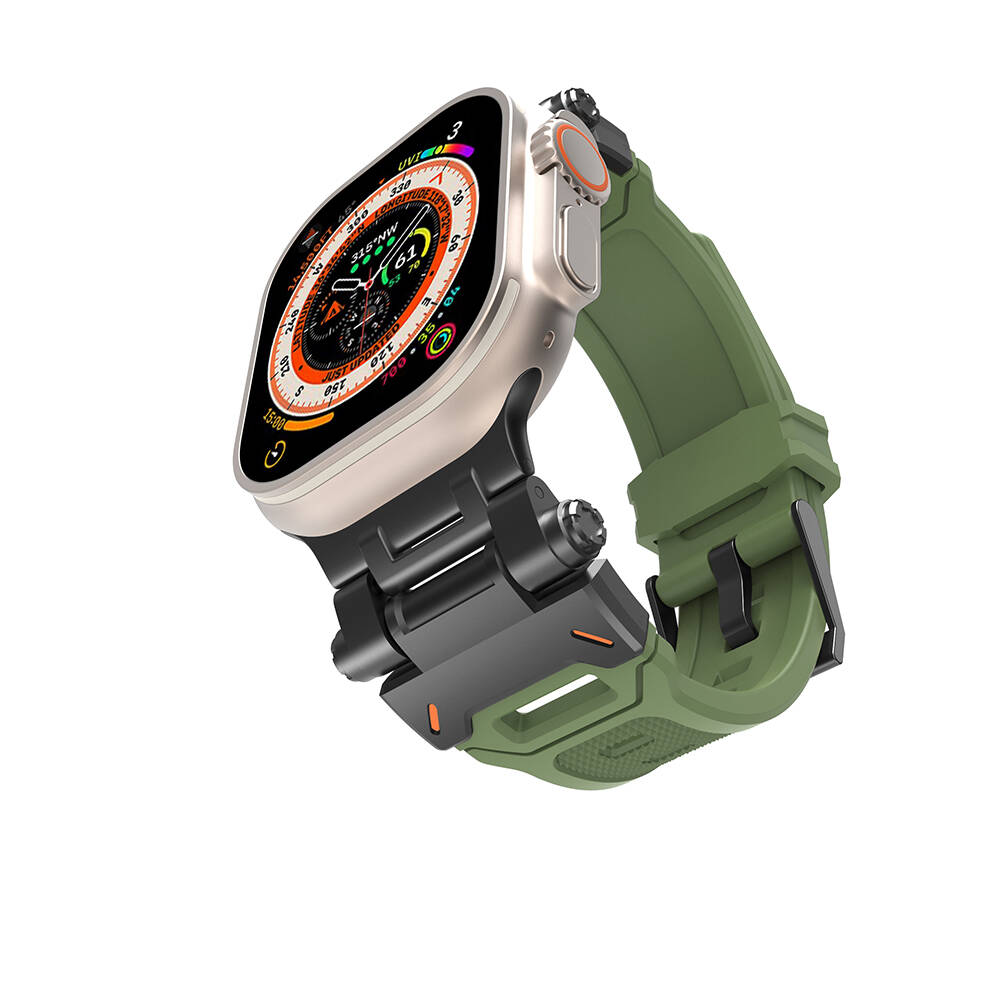 Watch Ultra 49mm Zore KRD-108 Metal Başlıklı Silikon Kordon