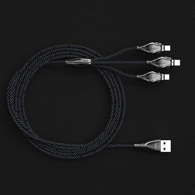 Benks D27 3 in 1 Snake Lightning+Micro+Type-C Kablo 1.5M