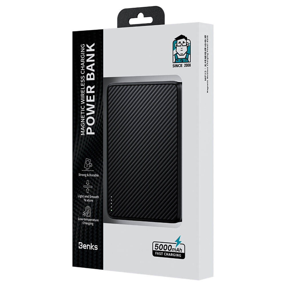 Benks MP15 ArmorGo M-safe Şarj Özellikli Ultra İnce 600D Aramid Fiber Powerbank 15W 5000mAh