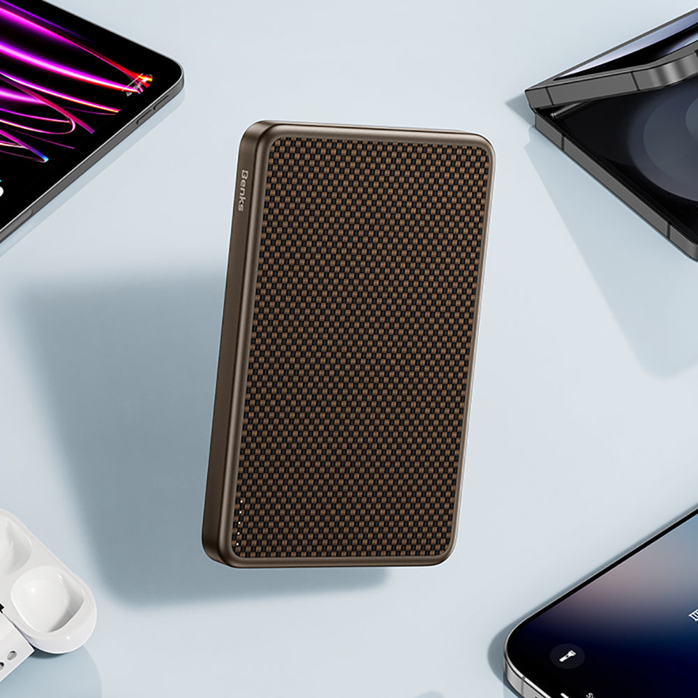 Benks MP17 ArmorGo M-safe Şarj Özellikli ArmorTint Aramid Fiber Qi2 Teknolojili Powerbank 15W 10000mAh