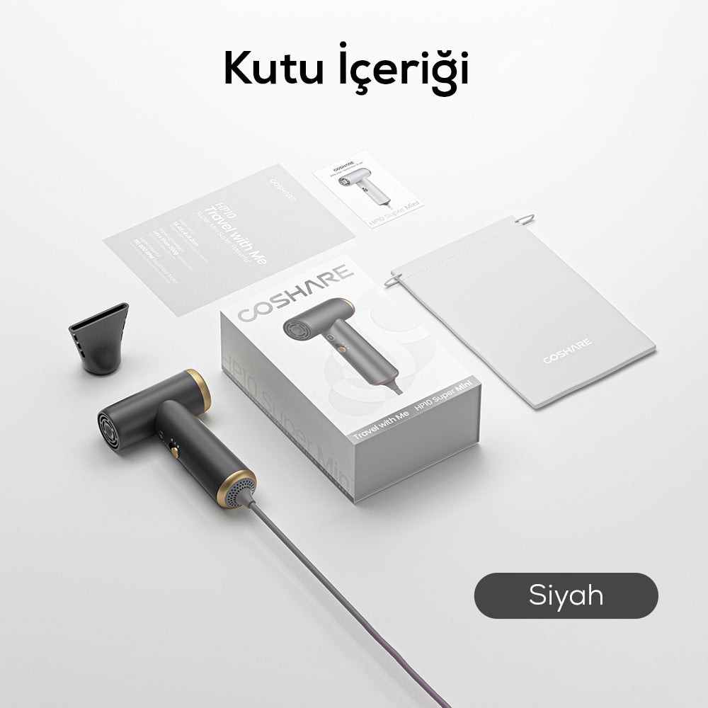 Coshare HP10E Mini Isı Dereceli LED Işıklı Saç Kurutma Fön Makinesi