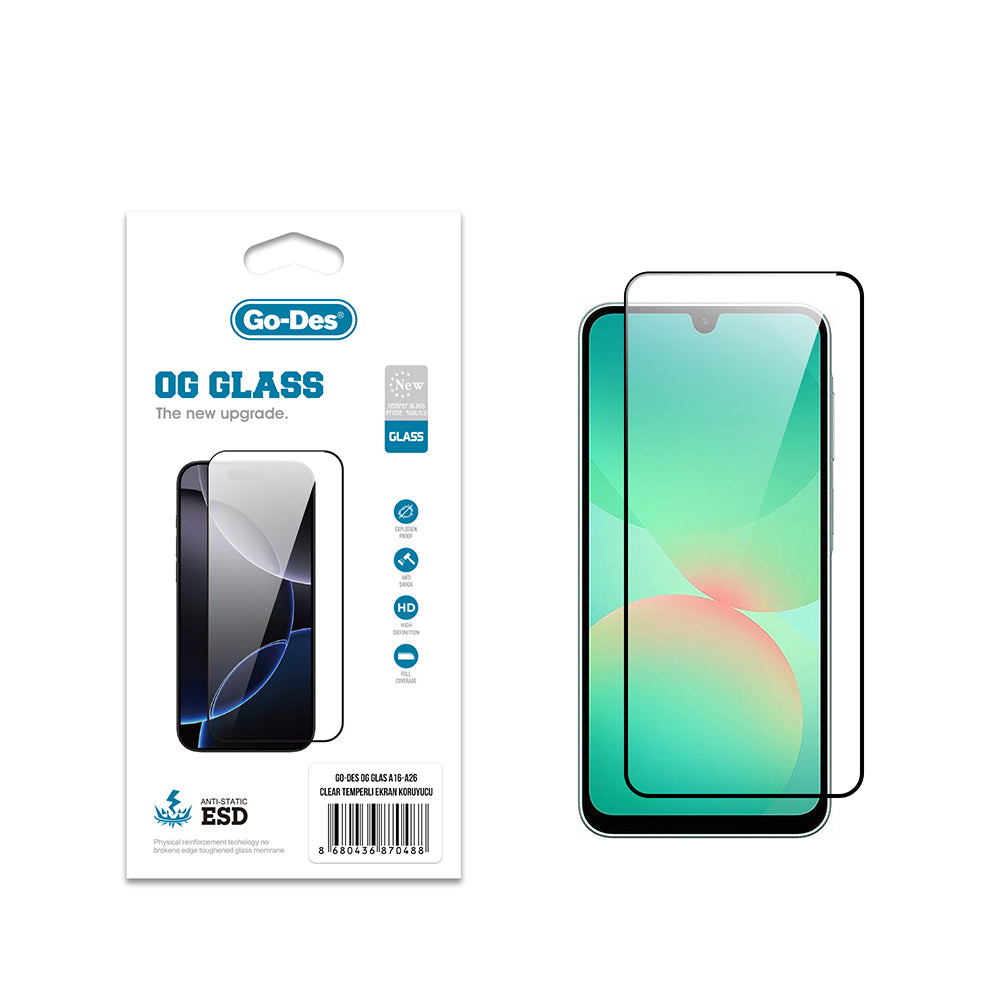 Galaxy A16 Go Des OG Glass Antistatik Temperli Cam Ekran Koruyucu